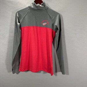 NHL Detroit Red Wings Hockey Top Womens Small  Zip Gray Red Pullover Mock Neck